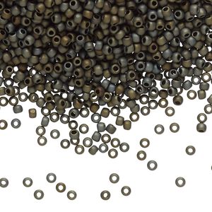 Seed bead, TOHO BEADS&reg;, glass, pkg/7.5g, #11 round, opaque frosted metallic iris brown (TR-11-83F).