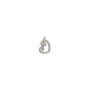 Charm 1pkg1, antiqued sterling silver, 7x6mm twisted wire open heart with smooth jump ring.