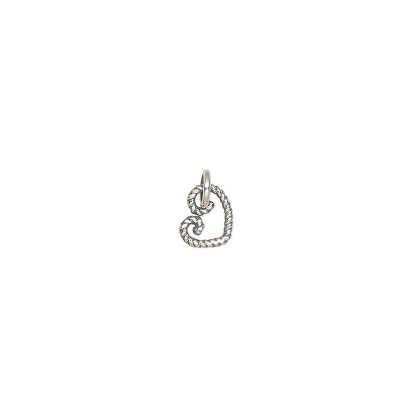 Charm 1pkg1, antiqued sterling silver, 7x6mm twisted wire open heart with smooth jump ring. image number 0
