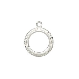 Drop, Almost Instant Jewelry&reg;, sterling silver, 16mm round with open back and textured edge with 12mm rivoli setting. Sold individually.