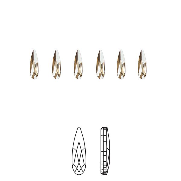 Flat back 360pk crystal golden shadow foil back, Swarovski&reg; 6x1.7mm raindrop 2304 image number 0