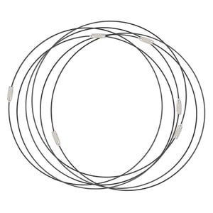 Necklace, vinyl-coated stainless steel and imitation rhodium-plated steel, black, 1mm round, 18 inches with barrel clasp. Sold per pkg of 6.