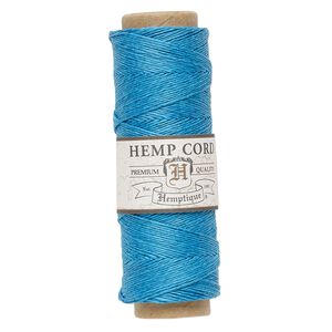 Cord, Hemptique&reg;, polished hemp, turquoise blue, 0.5mm diameter, 10-pound test. Sold per 205-foot spool.