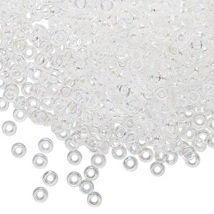 Seed bead, Miyuki, glass, pkg/250g, 3x1.3mm spacer rondelle, translucent AB clear, (SPR3-250).