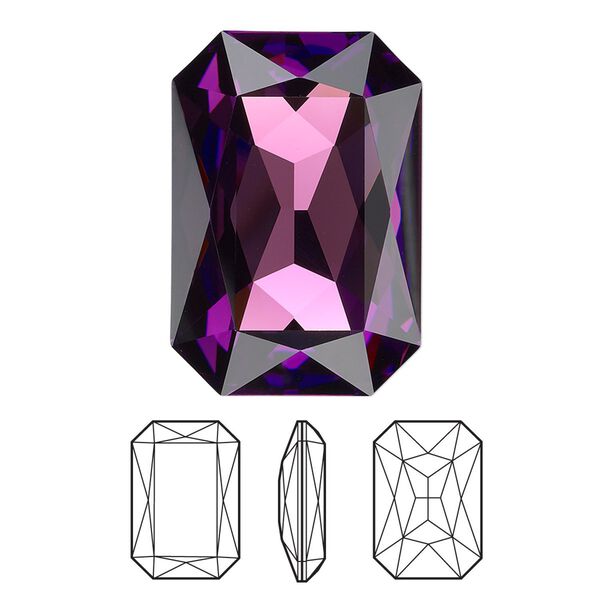 Fancy stone 24pk amethyst foil back, Swarovski&reg; 27x18.5mm emerald cut 4627 image number 0