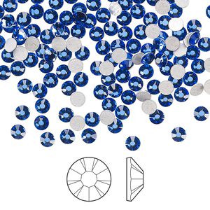 Flat back 144pk sapphire foil back, Preciosa MAXIMA Czech crystal hotfix rhinestone 3-3.2mm chaton rose round SS12