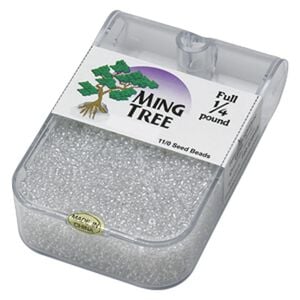 Seed bead, Ming Tree&trade;, glass, pkg/1/4 pound, #11 round, translucent luster clear.