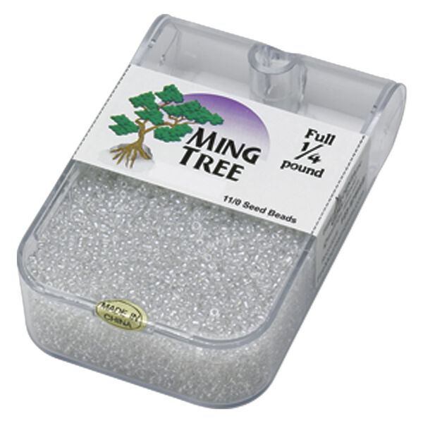 Seed bead, Ming Tree&trade;, glass, pkg/1/4 pound, #11 round, translucent luster clear. image number 0