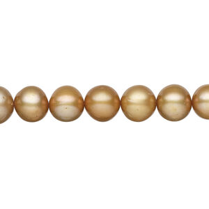 Freshwater pearl 1pkg1, semi-round, 15 inch brown 7-8mm cultured