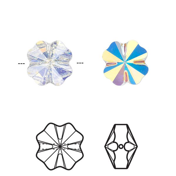 Bead 96pk crystal AB, Swarovski&reg; 12mm clover 5752 image number 0