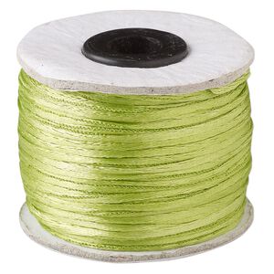 Cord, Satinique&trade;, satin, apple green, 1mm. Sold per 200-foot spool.