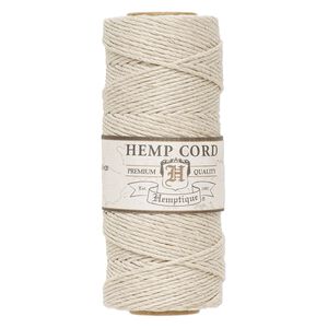 Cord, Hemptique&reg;, polished hemp, natural, 1mm diameter, 20-pound test. Sold per 205-foot spool.