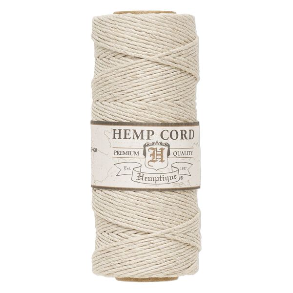 Cord, Hemptique&reg;, polished hemp, natural, 1mm diameter, 20-pound test. Sold per 205-foot spool. image number 0