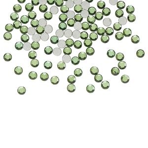 Flat back 144pk green turmaline foil back, Crystal Passions&reg; 2.1-2.3mm round SS7 2000