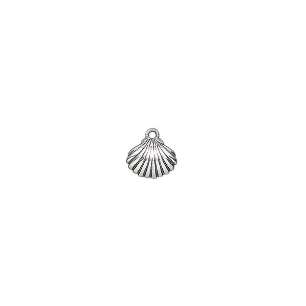 Charm, antiqued sterling silver, 7x5mm shell. Sold individually. image number 0