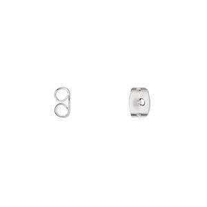 Earnut 1pkg100 silver-plated, 6x5mm, stainless steel 50 pair