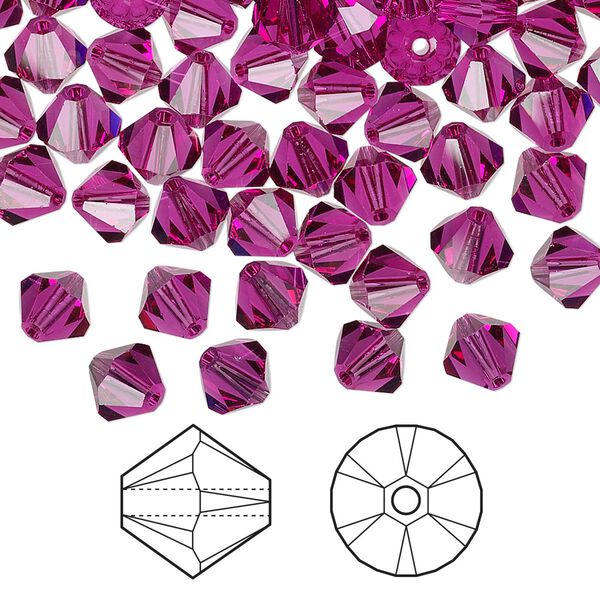 Bead 360pk fuchsia, Swarovski&reg; 6mm XILION bicone 5328 image number 0