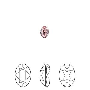 Fancy stone 4pk light rose foil back, Crystal Passions&reg; 6x4mm oval 4120