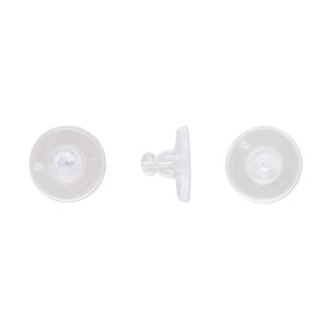 Earnut 1pkg1000, 9.5x6mm disc, "rubber" clear 500 pair