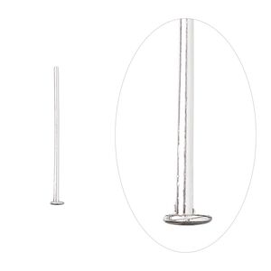 Head pin 1pkg100 silver-plated, 0.75 inch, 21 gauge brass