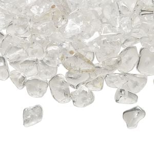Quartz crystal 1pkg1, tumbled chip bead natural small to medium, approx. 400 beads