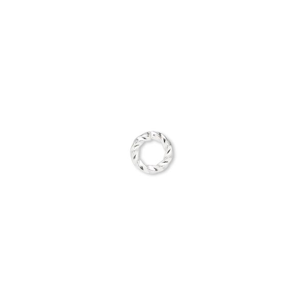 Jump ring 1pkg1000 silver-plated, 6mm twisted round, 16 gauge / 3.6mm inside diameter / brass image number 0
