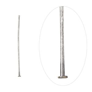 Head pin 1pkg500 silver-plated, 1 inch, 24 gauge brass antique