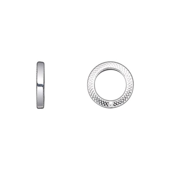 Jump ring 1pkg2 sterling silver, 12mm soldered closed textured round / square wire, 13 gauge / 7.9mm inside diameter image number 0