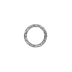 Jump ring 1pkg2 sterling silver, 12mm closed hammered round, 15 gauge / 8.9mm inside diameter / antiqued