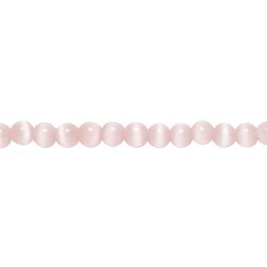 Bead, cat's eye glass (fiber optic glass), light pink, 4mm round, quality grade. Sold per 15-1/2" to 16" strand.