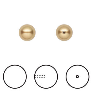 Pearl 1pkg4 royal gold, Crystal Passions&reg; 8mm half-drilled round 5818