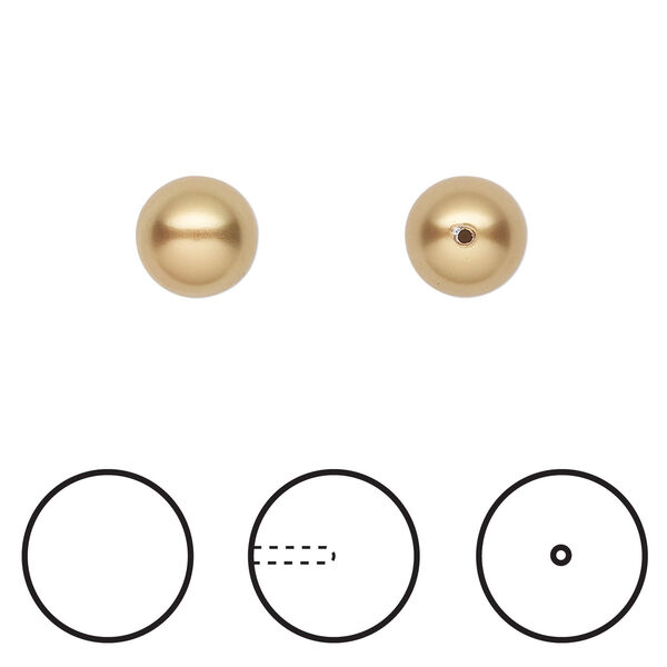 Pearl 1pkg4 royal gold, Crystal Passions&reg; 8mm half-drilled round 5818 image number 0