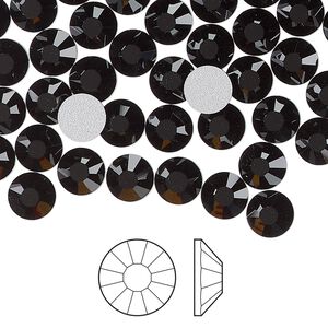 Flat back 24pk jet foil back, Preciosa Viva 12&reg; Czech crystal rhinestone 6.3-6.5mm chaton rose round SS30