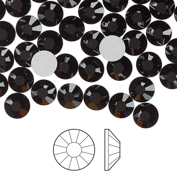 Flat back 24pk jet foil back, Preciosa Viva 12&reg; Czech crystal rhinestone 6.3-6.5mm chaton rose round SS30 image number 0