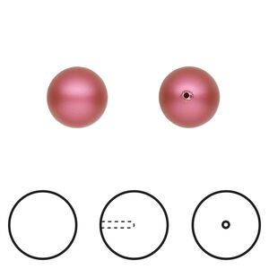 Pearl 1pkg4 mulberry pink, Crystal Passions&reg; 10mm half-drilled round 5818