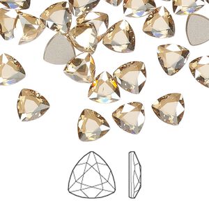 Flat back 144pk crystal golden shadow foil back, Swarovski&reg; 7mm trilliant 2472