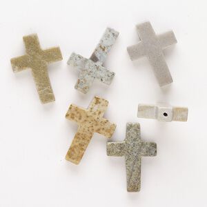 Feldspar 1pkg6, half-drilled cross drop natural 22x15mm-25x18mm