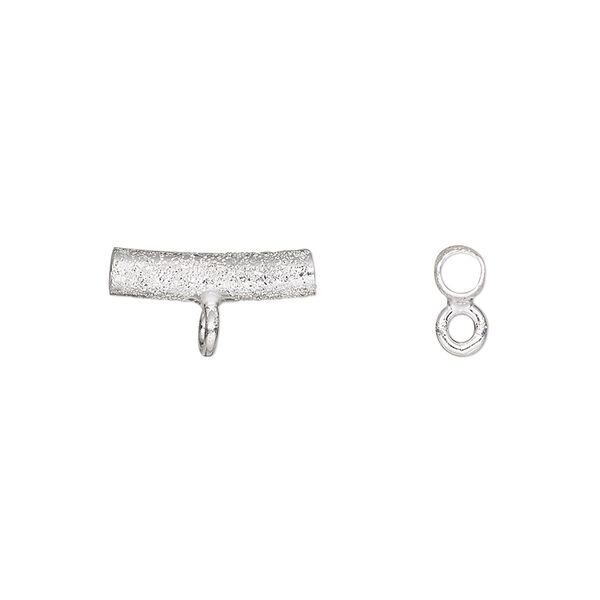 Bead 1pkg1 sterling silver, 15x3.5mm stardust curved tube image number 0