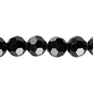 Bead 1pk 32 facets black, Celestial Crystal&reg; 10mm round 15.5-16 inch