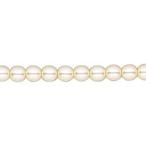 Bead, Czech glass pearl, ivory, 5mm round. Sold per 19-inch strand, approximately 100 beads.