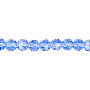 Bead 1pk 32 facets transparent light blue, Celestial Crystal&reg; 6mm round 15.5-16 inch