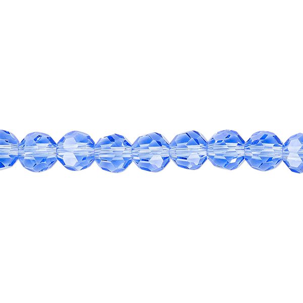 Bead 1pk 32 facets transparent light blue, Celestial Crystal&reg; 6mm round 15.5-16 inch image number 0