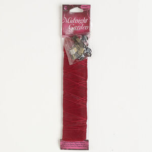 Ribbon and findings assortment 1pkg25, mixed-finish steel and organza, scarlet, 15mm flat ribbon.