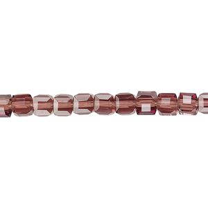 Bead 1pk 18 facets transparent amethyst purple, Celestial Crystal&reg; 4mm cube 15.5-16 inch