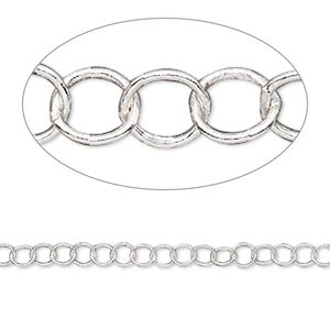 Chain 1pkg1 silver-plated cable, 3mm round, brass 5 foot unfinished