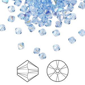 Bead 1440pk light sapphire AB, Swarovski&reg; 4mm XILION bicone 5328