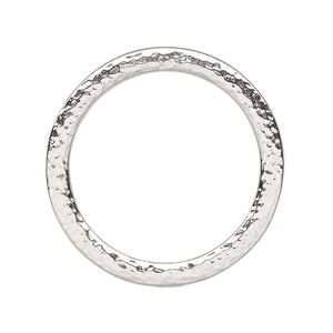 Component, TierraCast&reg;, "Hammertone" collection, white bronze-plated pewter (tin-based alloy), 31.5mm hammered open round. Sold individually.