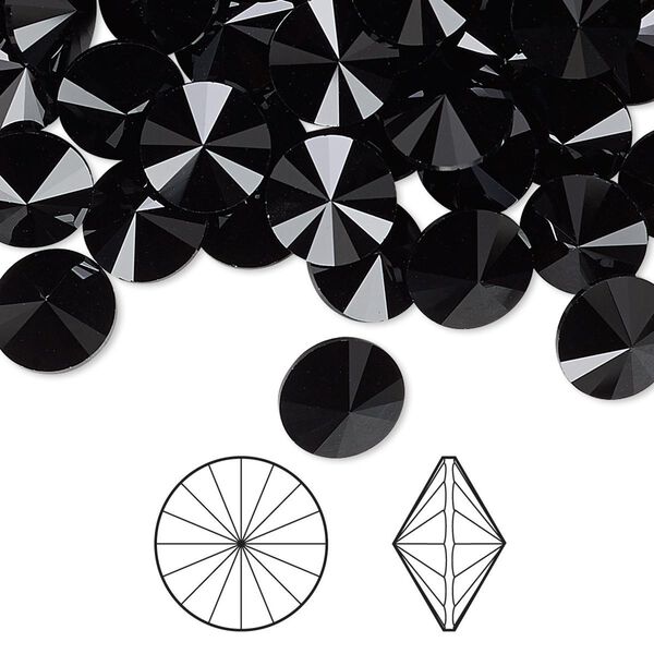 Chaton 144pk jet, Swarovski&reg; 8.16-8.41mm rivoli SS39 1122 image number 0