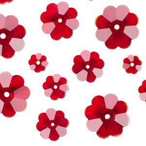Margarita assortment 20pk red, Celestial Crystal&reg; 6-14mm flower bead
