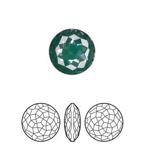 Round stone 1pk crystal pine green ignite LacquerPRO, Crystal Passions&reg; 14mm fancy round 1383